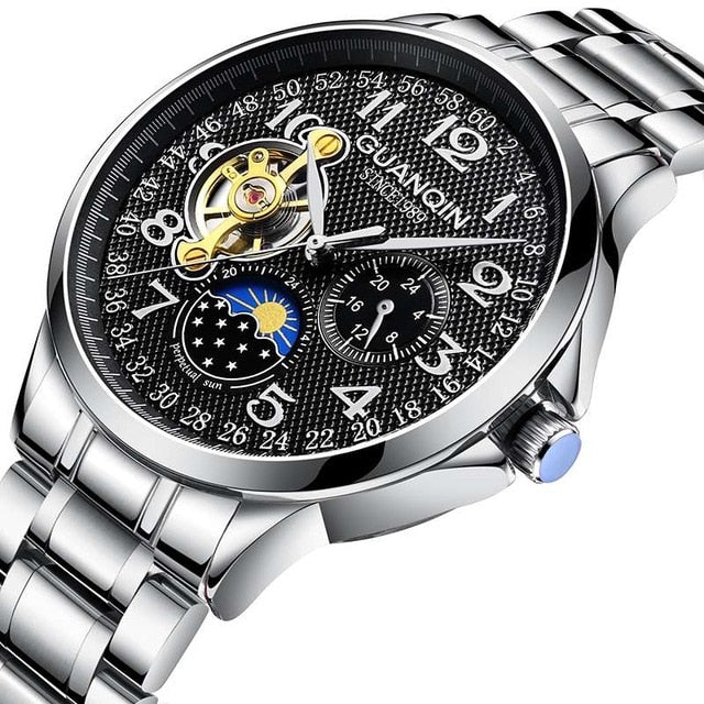 GUANQIN 2019 men's watches top brand luxury business Automatic clock Tourbillon waterproof Mechanical watch relogio masculino