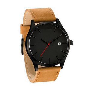 Fashion Simple Mens Watches Complete Calendar Wristwatch Gents Business Brown Leather Quartz Watch Men relogio masculino