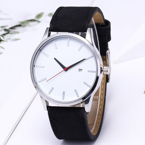 Fashion Simple Mens Watches Complete Calendar Wristwatch Gents Business Brown Leather Quartz Watch Men relogio masculino