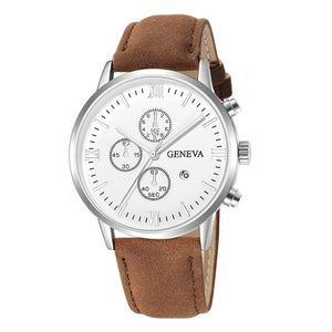 Fashion Geneva Men Date Alloy Case Synthetic Leather Analog Quartz Sport Watch Men's watch Wrist Party decoration Business Watch