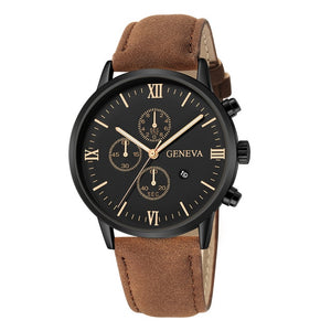 Fashion Geneva Men Date Alloy Case Synthetic Leather Analog Quartz Sport Watch Men's watch Wrist Party decoration Business Watch