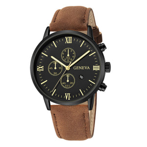 Fashion Geneva Men Date Alloy Case Synthetic Leather Analog Quartz Sport Watch Men's watch Wrist Party decoration Business Watch