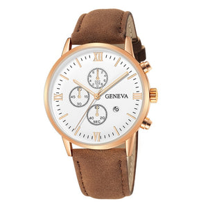 Fashion Geneva Men Date Alloy Case Synthetic Leather Analog Quartz Sport Watch Men's watch Wrist Party decoration Business Watch