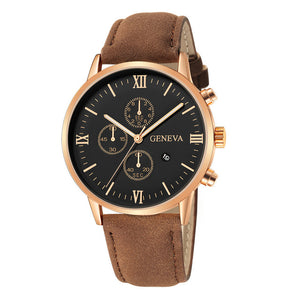 Fashion Geneva Men Date Alloy Case Synthetic Leather Analog Quartz Sport Watch Men's watch Wrist Party decoration Business Watch