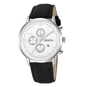 Fashion Geneva Men Date Alloy Case Synthetic Leather Analog Quartz Sport Watch Men's watch Wrist Party decoration Business Watch