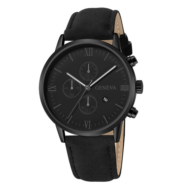 Fashion Geneva Men Date Alloy Case Synthetic Leather Analog Quartz Sport Watch Men's watch Wrist Party decoration Business Watch