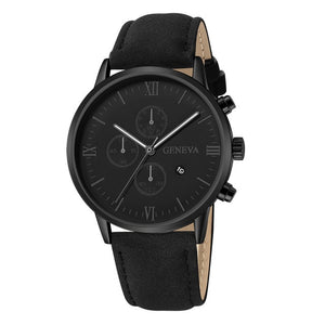 Fashion Geneva Men Date Alloy Case Synthetic Leather Analog Quartz Sport Watch Men's watch Wrist Party decoration Business Watch