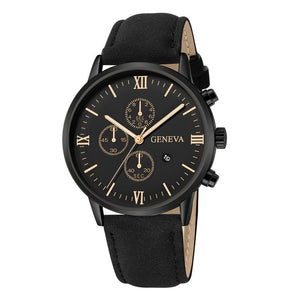 Fashion Geneva Men Date Alloy Case Synthetic Leather Analog Quartz Sport Watch Men's watch Wrist Party decoration Business Watch