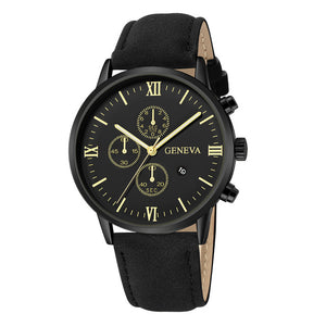 Fashion Geneva Men Date Alloy Case Synthetic Leather Analog Quartz Sport Watch Men's watch Wrist Party decoration Business Watch