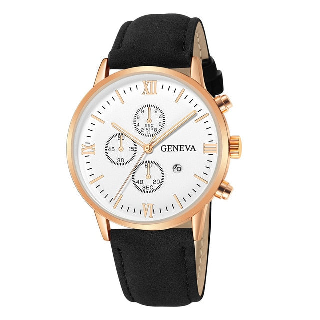 Fashion Geneva Men Date Alloy Case Synthetic Leather Analog Quartz Sport Watch Men's watch Wrist Party decoration Business Watch