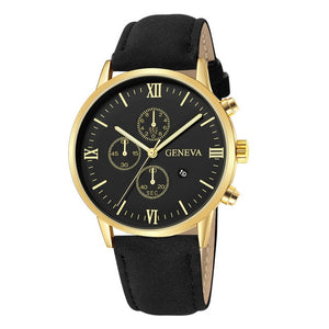 Fashion Geneva Men Date Alloy Case Synthetic Leather Analog Quartz Sport Watch Men's watch Wrist Party decoration Business Watch
