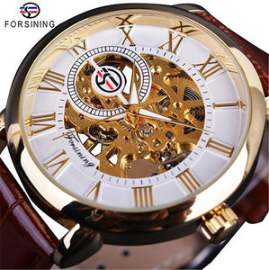 FORSINING Fashion Sport Business Men Watches Top Brand Luxury Mechanical Skeleton Watch Black Golden Clock horloges mannen