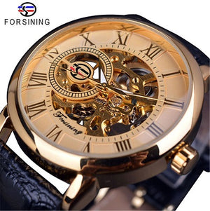 FORSINING Fashion Sport Business Men Watches Top Brand Luxury Mechanical Skeleton Watch Black Golden Clock horloges mannen