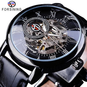FORSINING Fashion Sport Business Men Watches Top Brand Luxury Mechanical Skeleton Watch Black Golden Clock horloges mannen