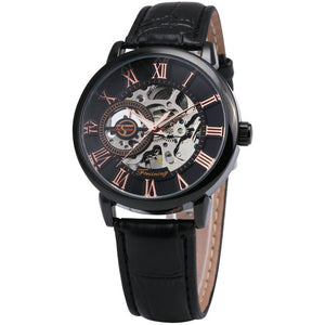2019 FORSINING 3D Logo Black Gold Men Mechanical Watch Montre Homme Man Watches Top Brand Luxury Leather WINNER Skeleton Design