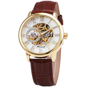 2019 FORSINING 3D Logo Black Gold Men Mechanical Watch Montre Homme Man Watches Top Brand Luxury Leather WINNER Skeleton Design