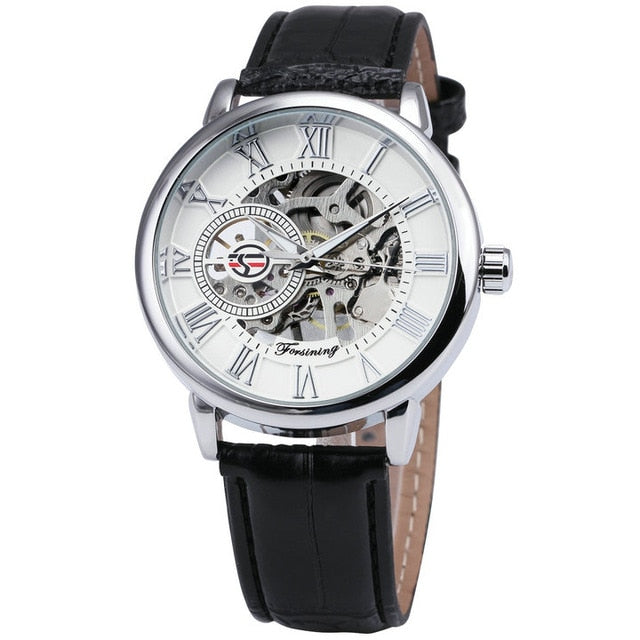2019 FORSINING 3D Logo Black Gold Men Mechanical Watch Montre Homme Man Watches Top Brand Luxury Leather WINNER Skeleton Design