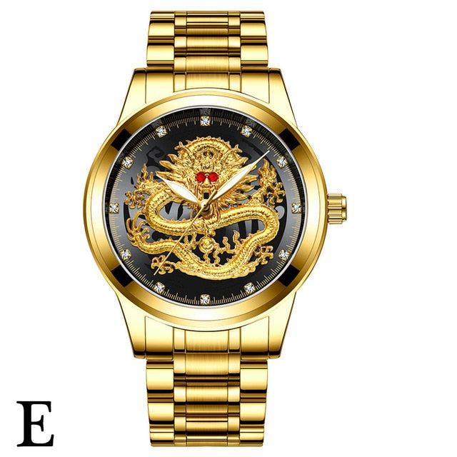 FNGEEN Top Brand Luxury Gold Men Mechanical Watch 3D CNC Life Waterproof Dragon Face Full Solid Watches Wristwatch Dropshipping