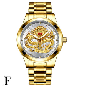 FNGEEN Top Brand Luxury Gold Men Mechanical Watch 3D CNC Life Waterproof Dragon Face Full Solid Watches Wristwatch Dropshipping