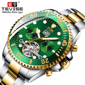 Tevise Luxury Fashion Brand Mechanical Watch Man Automatic Tourbillon Gold Watches Casual Waterproof Clock Masculino Relogio