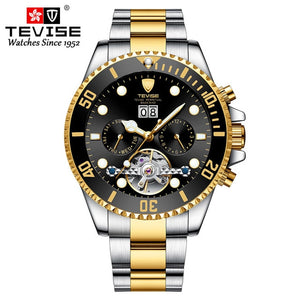 Tevise Luxury Fashion Brand Mechanical Watch Man Automatic Tourbillon Gold Watches Casual Waterproof Clock Masculino Relogio