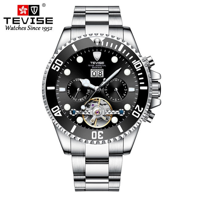 Tevise Luxury Fashion Brand Mechanical Watch Man Automatic Tourbillon Gold Watches Casual Waterproof Clock Masculino Relogio