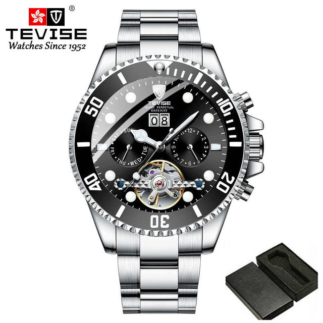 Tevise Luxury Fashion Brand Mechanical Watch Man Automatic Tourbillon Gold Watches Casual Waterproof Clock Masculino Relogio