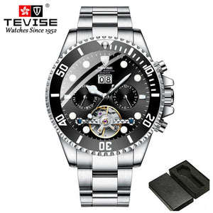Tevise Luxury Fashion Brand Mechanical Watch Man Automatic Tourbillon Gold Watches Casual Waterproof Clock Masculino Relogio