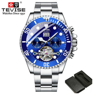 Tevise Luxury Fashion Brand Mechanical Watch Man Automatic Tourbillon Gold Watches Casual Waterproof Clock Masculino Relogio