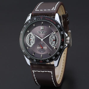 WINNER New Automatic Mechanical Wrist Reloj Self-winding Hollow Colored Dial Montre Business Fashion Men Leather Band Watches