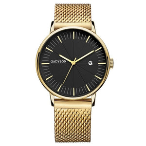 Fashion Business Watch Men Luxury Brand Gold Black Mesh Steel Quartz Watch for Man Minimalist Wrist Watches Relogio Masculino