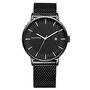 Fashion Business Watch Men Luxury Brand Gold Black Mesh Steel Quartz Watch for Man Minimalist Wrist Watches Relogio Masculino