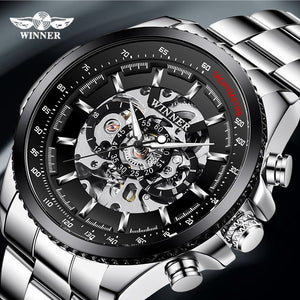 Winner Sport Design Bezel Golden Watch Mens Watches Top Brand Luxury Montre Homme Clock Men Steampunk Automatic Skeleton Watch