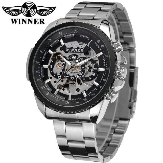 Winner Sport Design Bezel Golden Watch Mens Watches Top Brand Luxury Montre Homme Clock Men Steampunk Automatic Skeleton Watch