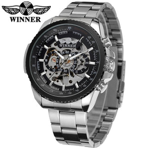 Winner Sport Design Bezel Golden Watch Mens Watches Top Brand Luxury Montre Homme Clock Men Steampunk Automatic Skeleton Watch