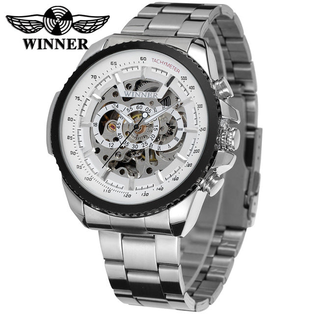 Winner Sport Design Bezel Golden Watch Mens Watches Top Brand Luxury Montre Homme Clock Men Steampunk Automatic Skeleton Watch