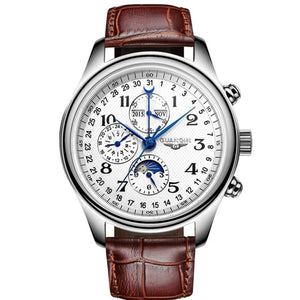 GUANQIN Men Mechanical Watches Leather Luxury Top Brand Waterproof Automatic Wristwatch date Calendar Moon Relogio Masculino