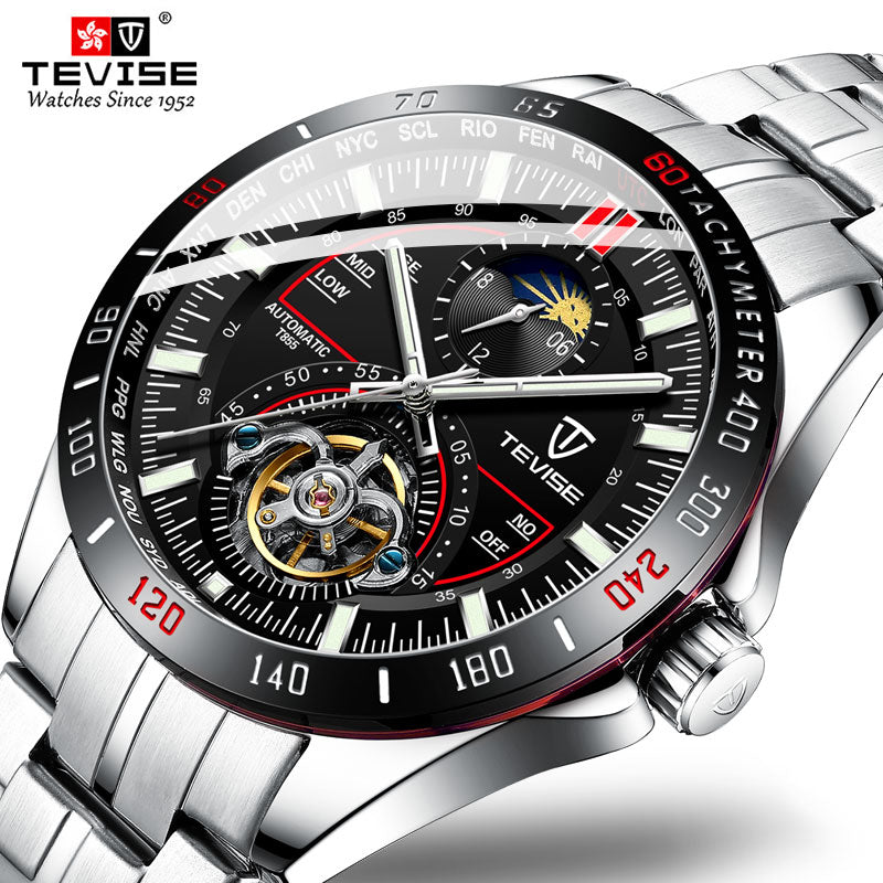 Tevise Brand Luxury Mechanical Automatic Watch Tourbillon Fashion Men Watch Stainless Clock for Male Relogio Masculino Gifts