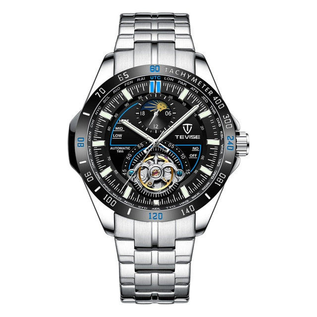 Tevise Brand Luxury Mechanical Automatic Watch Tourbillon Fashion Men Watch Stainless Clock for Male Relogio Masculino Gifts