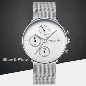 Mens Fashion Classic Black Wristwatch Luxury Mesh Belt Ultra Thin Watches Relojes Hombre Casual Business Calendar Quartz Watch
