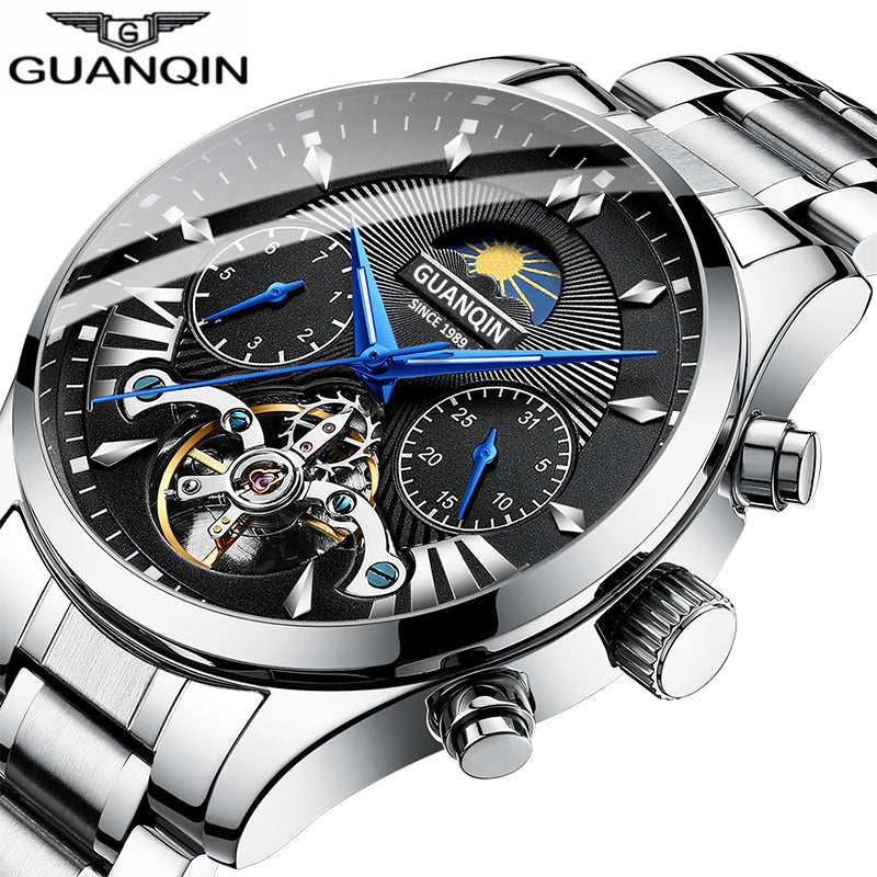 GUANQIN automatic/mechanical/luxury watch men reloj hombre clock men's/mens watches 2019 top brand luxury gold tourbillon mens