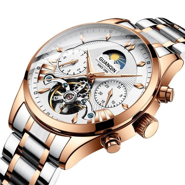 GUANQIN automatic/mechanical/luxury watch men reloj hombre clock men's/mens watches 2019 top brand luxury gold tourbillon mens