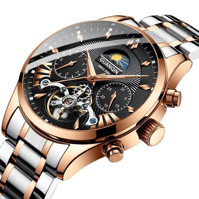 GUANQIN automatic/mechanical/luxury watch men reloj hombre clock men's/mens watches 2019 top brand luxury gold tourbillon mens