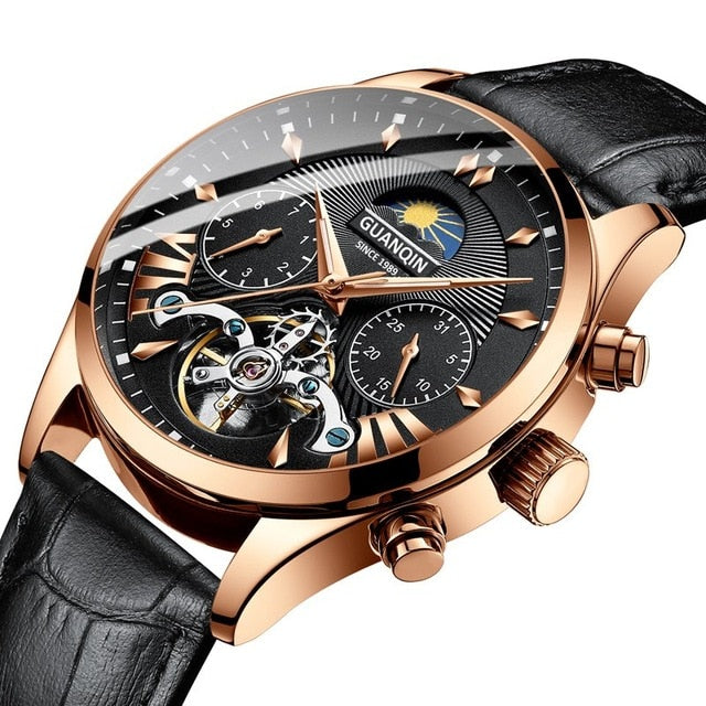 GUANQIN automatic/mechanical/luxury watch men reloj hombre clock men's/mens watches 2019 top brand luxury gold tourbillon mens