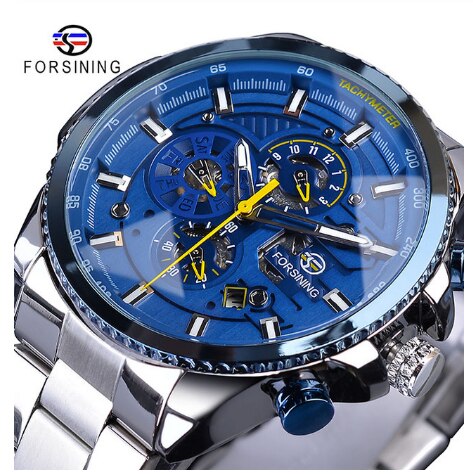 Forsining Black Stainless Steel Men Automatic Wrist Watch Top Brand Luxury Military Watch Male Sport tourbillon mechanical