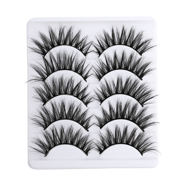 5 pairs 5D Mink Eyelashes Natural False Eyelashes Lashes Soft Fake Eyelashes Extension Makeup Wholesale