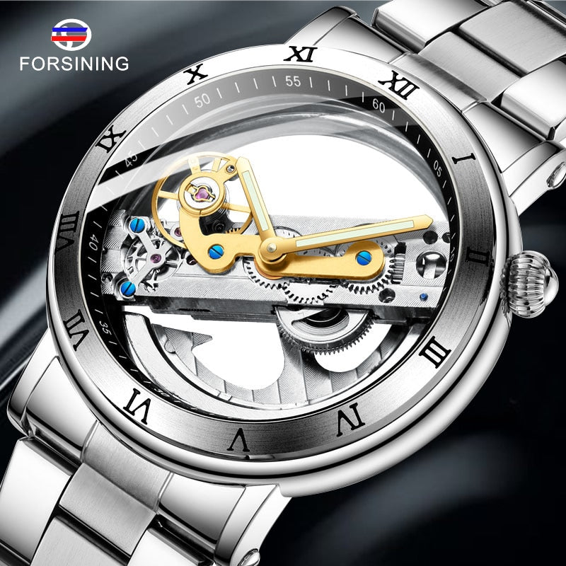 FORSINING Men's Mechanical Watch Men Luxury Skeleton Automatic Watch Self-Wind Clock Sport Wrist Watch Business Wristwatch