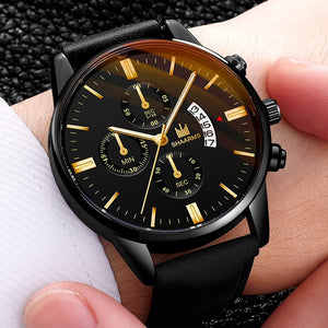 Relogio Masculino watches men fashion Sport box stainless steel leather strap watch Quartz business wristwatch Reloj Hombre 2019