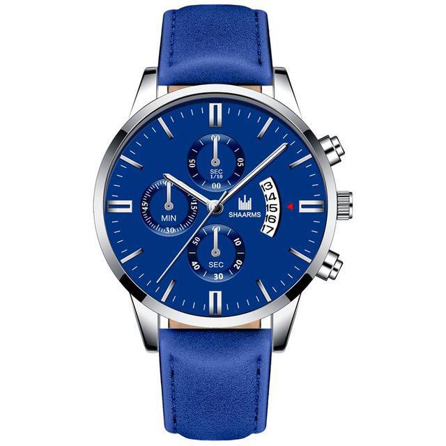 Relogio Masculino watches men fashion Sport box stainless steel leather strap watch Quartz business wristwatch Reloj Hombre 2019