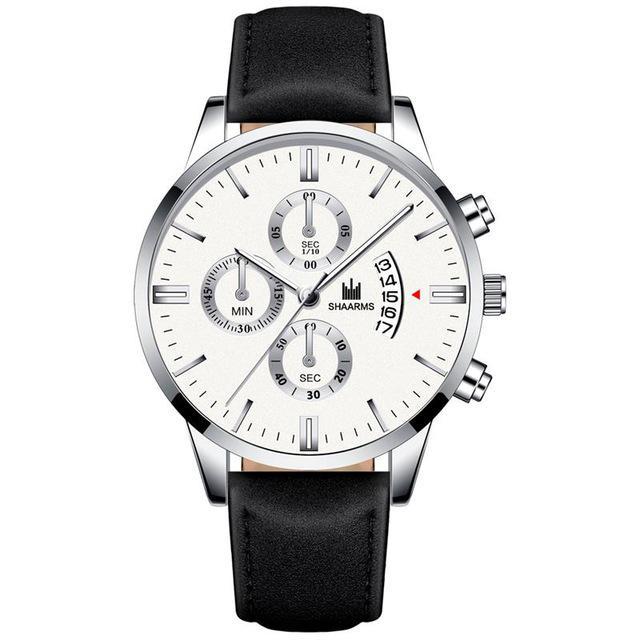Relogio Masculino watches men fashion Sport box stainless steel leather strap watch Quartz business wristwatch Reloj Hombre 2019